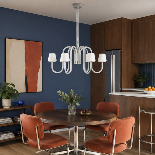Apollo Gray Aluminum and Opal Glass Chandelier
