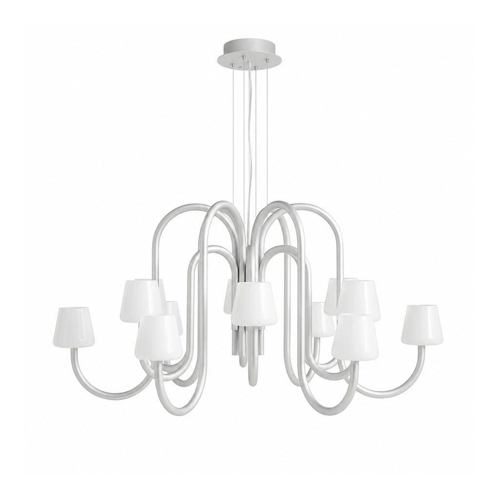 Apollo Gray Aluminum and Opal Glass Chandelier