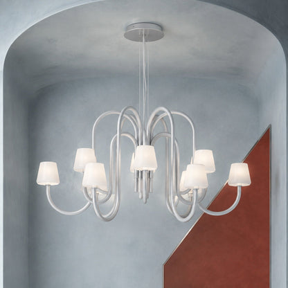 Apollo Gray Aluminum and Opal Glass Chandelier
