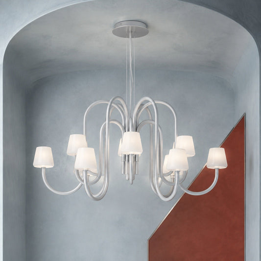 
Apollo Gray Aluminum and Opal Glass Chandelier