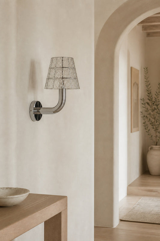 
Mosaic Glow Textured Glass Long-Arm Wall Sconce