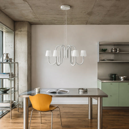 Apollo Gray Aluminum and Opal Glass Chandelier