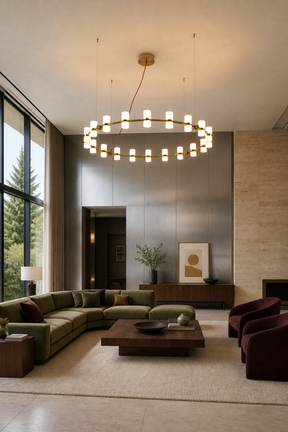 Royal Brushed Copper Ring LED Chandelier