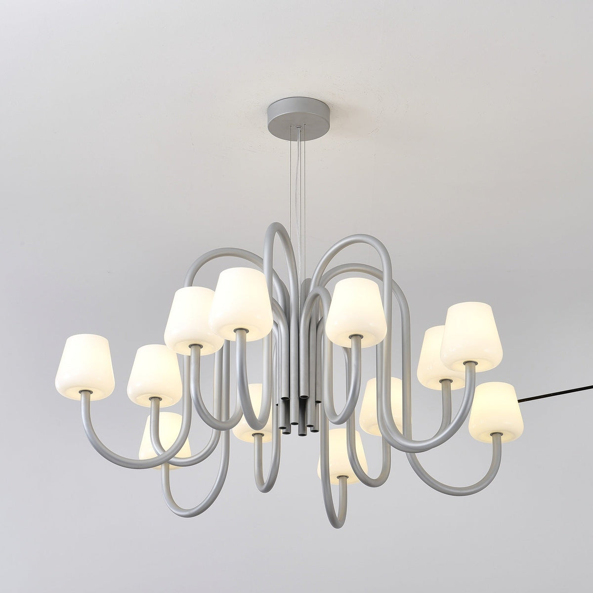 
Apollo Gray Aluminum and Opal Glass Chandelier