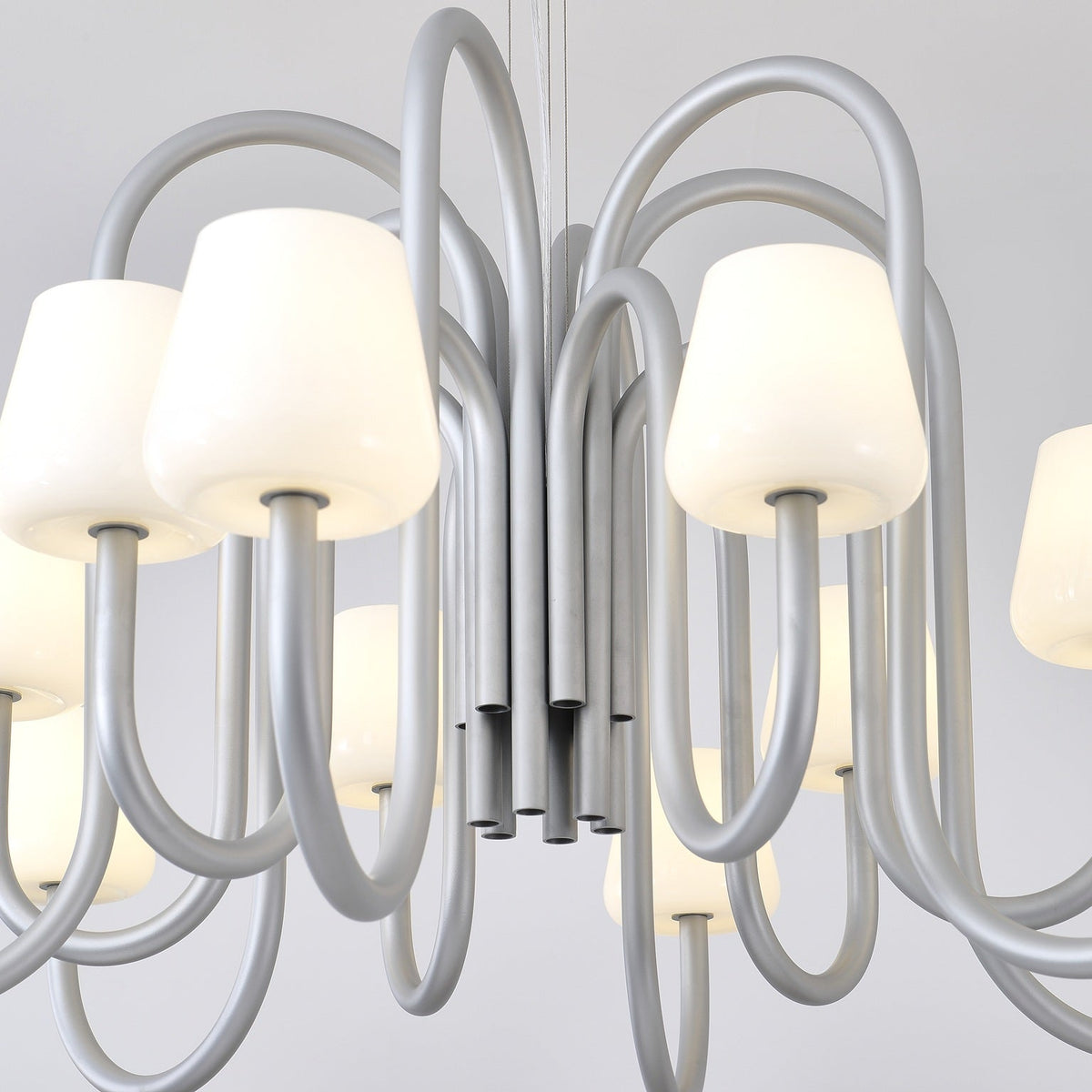 
Apollo Gray Aluminum and Opal Glass Chandelier