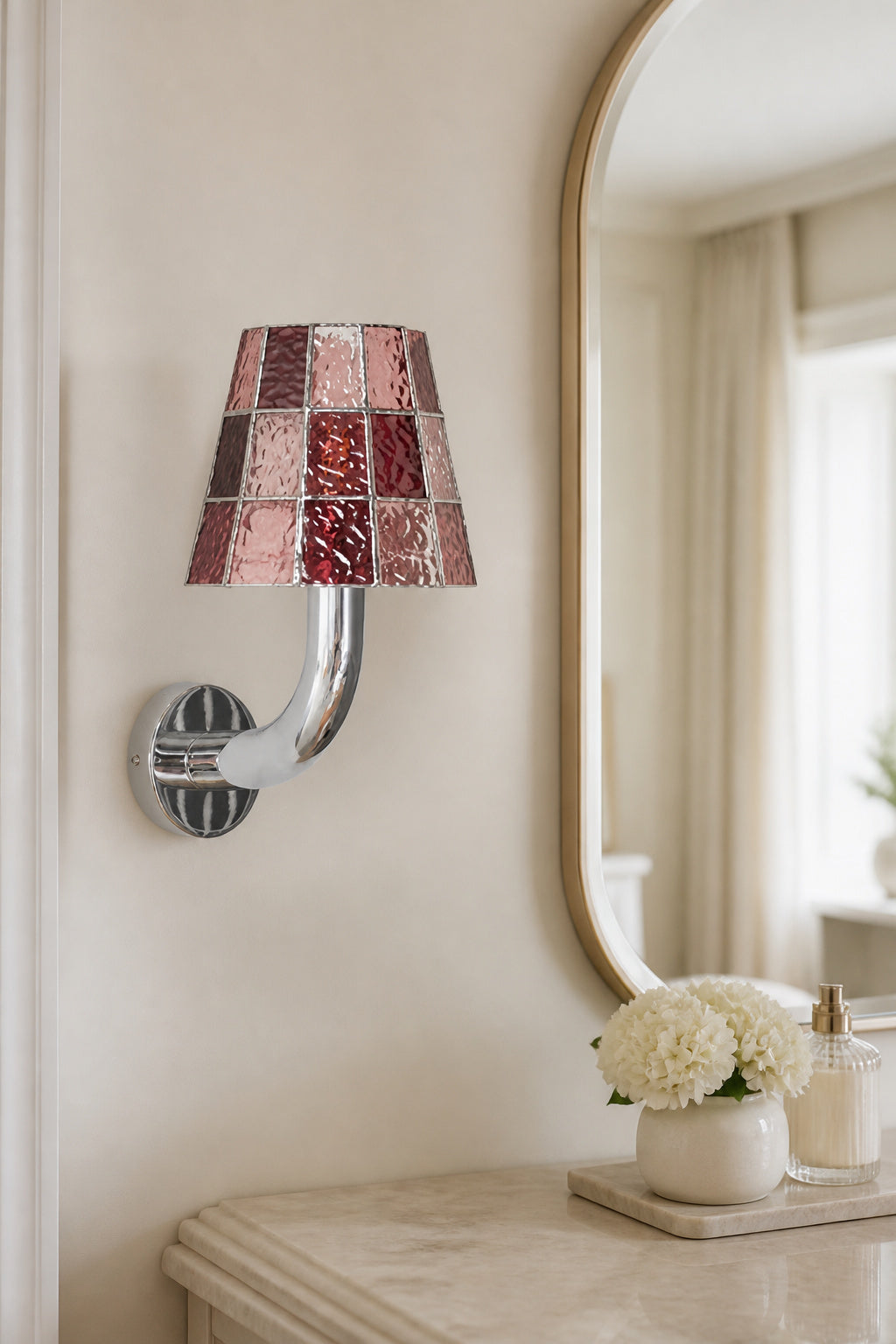 
Mosaic Glow Textured Glass Long-Arm Wall Sconce