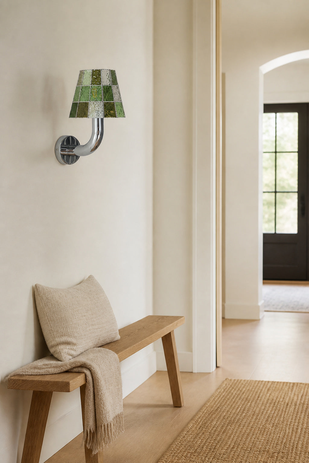 
Mosaic Glow Textured Glass Long-Arm Wall Sconce