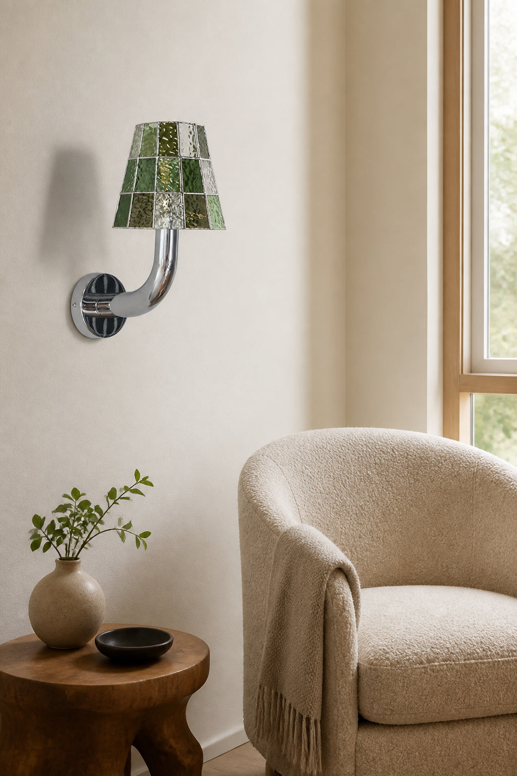 
Mosaic Glow Textured Glass Long-Arm Wall Sconce
