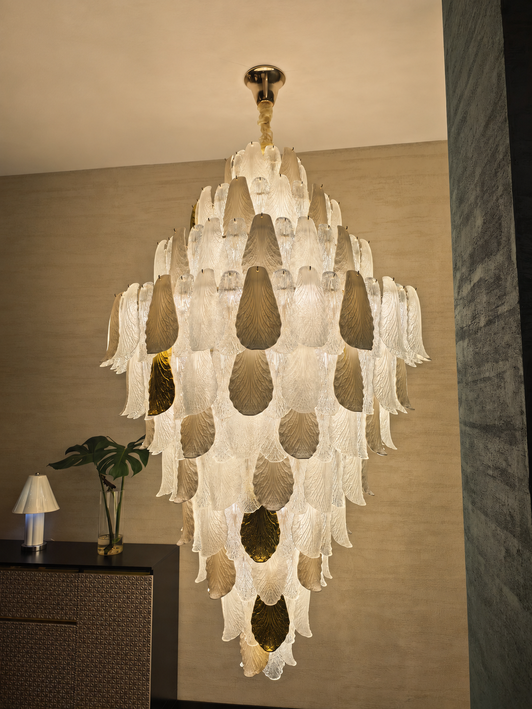 
Velipetal Ceramic and Glass Grand Chandelier