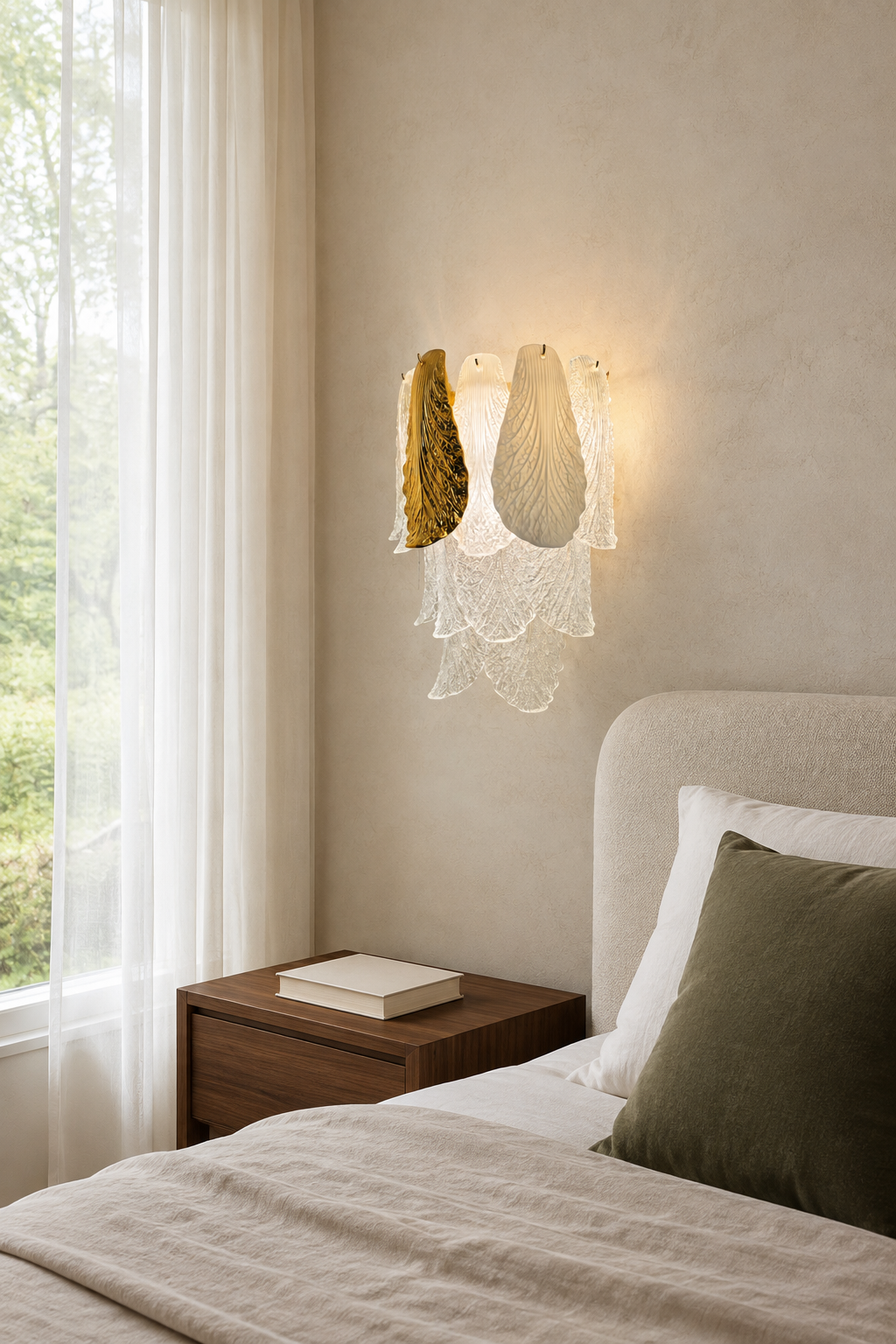 
Velipetal Ceramic and Glass Wall Sconce