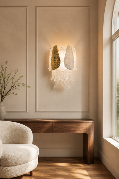 Velipetal Ceramic and Glass Wall Sconce