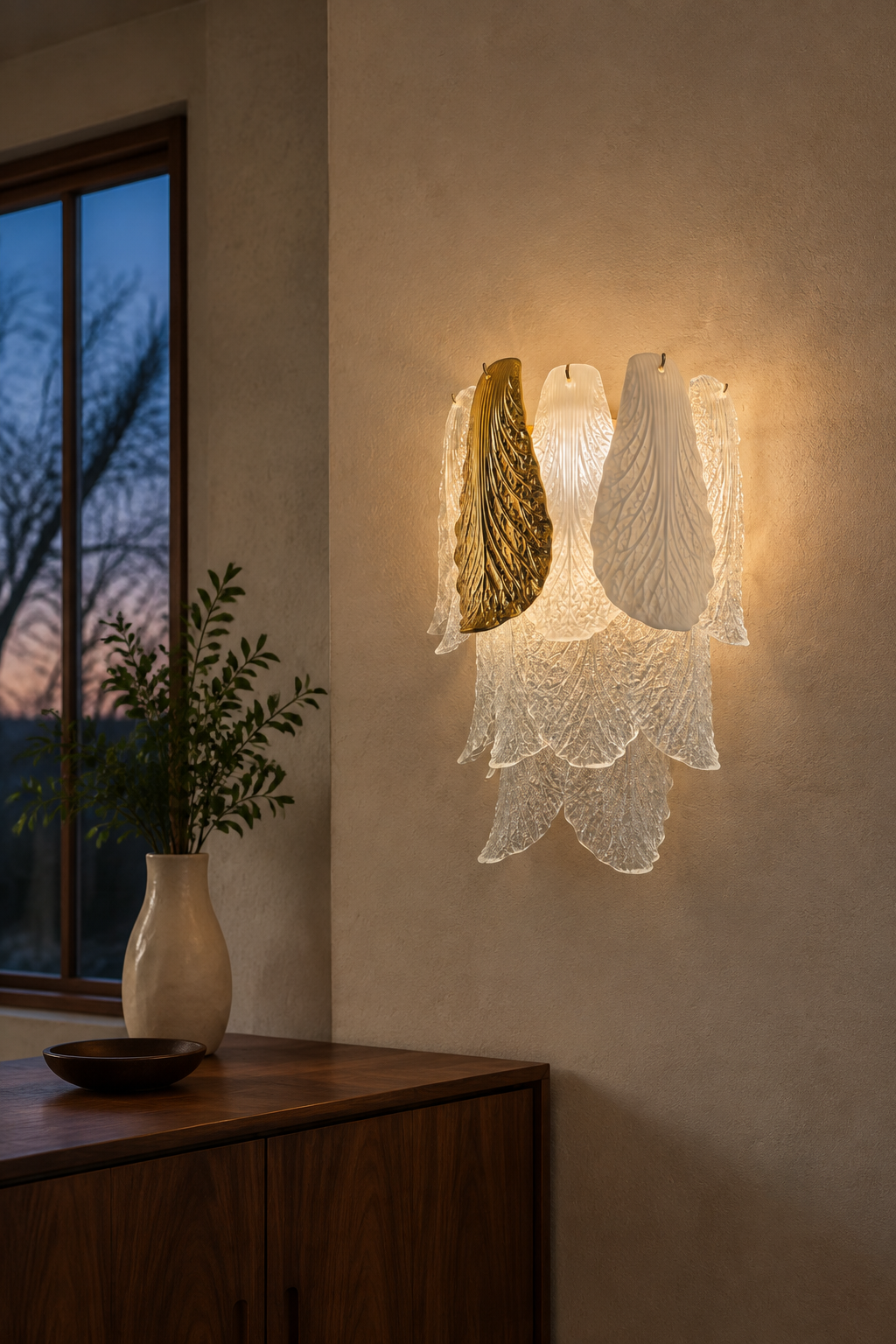 
Velipetal Ceramic and Glass Wall Sconce